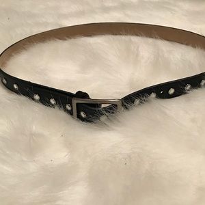 Genuine Leather Lined Ladies Black Belt With Embellishments Size M/L EUC